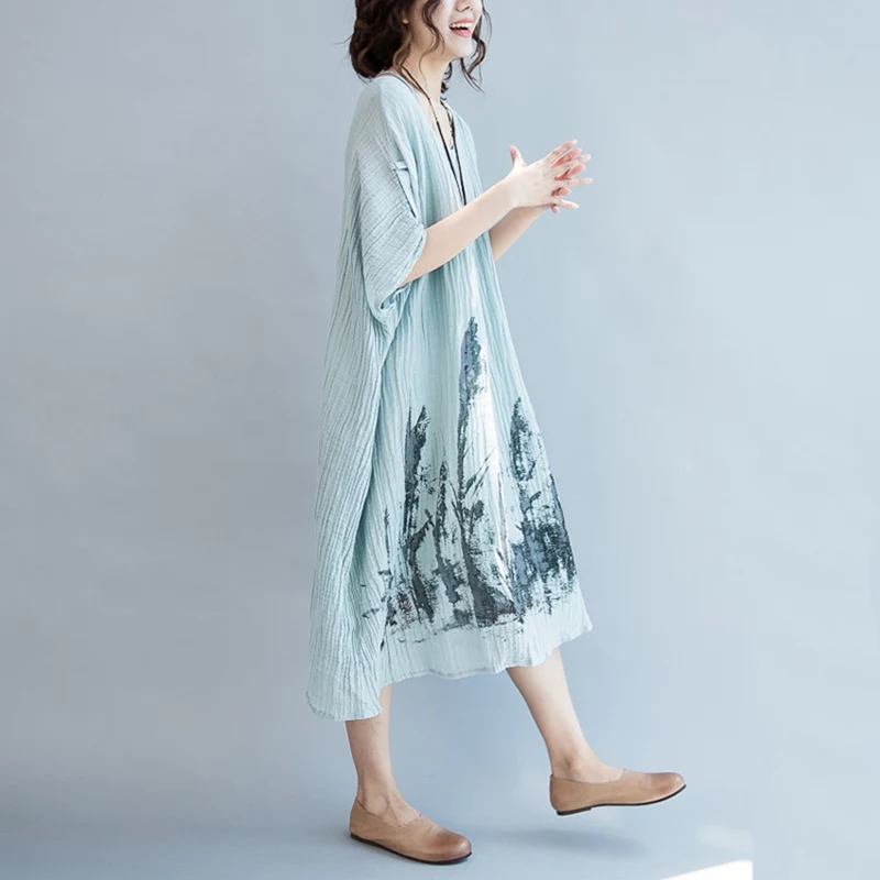 Женское шифоновое платье elseisle свободное винтажное с круглым вырезом и коротким