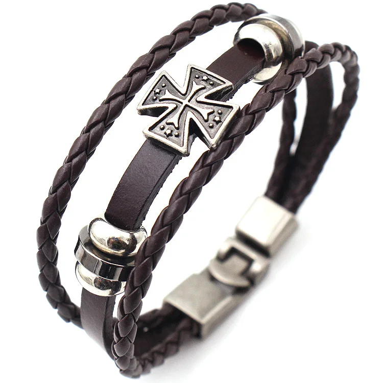 

2018 Fashion Leather Cross Bracelets Bracelets Bangles Steampunk Decoration For Forsining Fashion Design Decoration