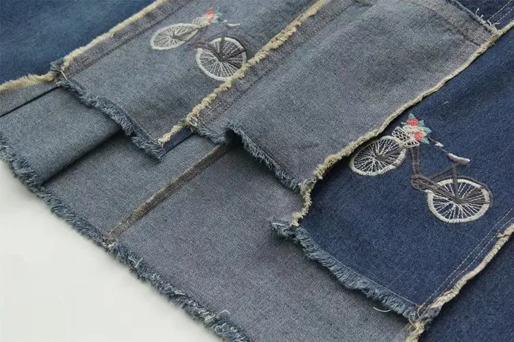 Винтажная ковбойская джинсовая юбка в японском стиле девушки Мори с вышивкой