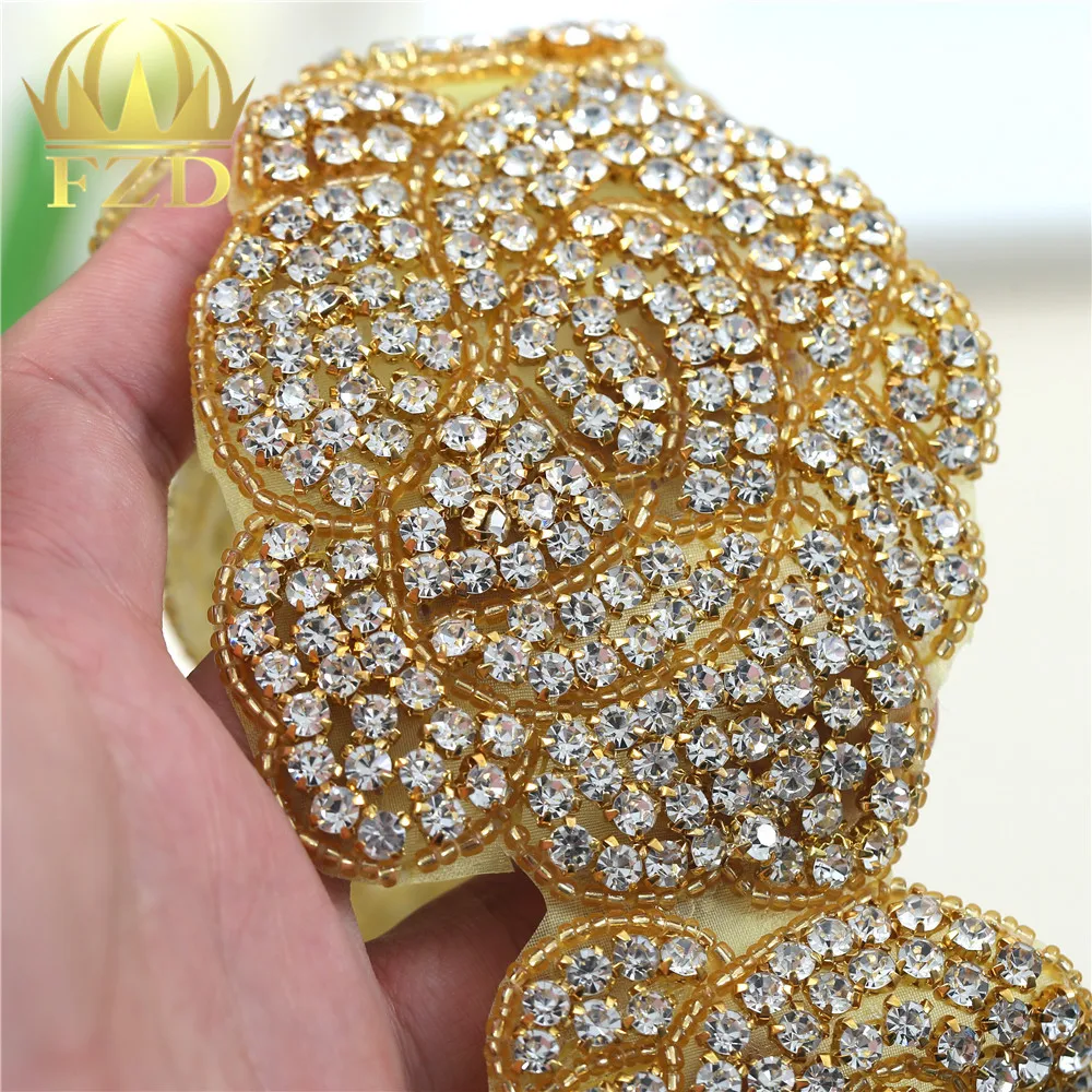 1 ярд Вышивание гладить на исправление кристалл горного хрусталя и отделка