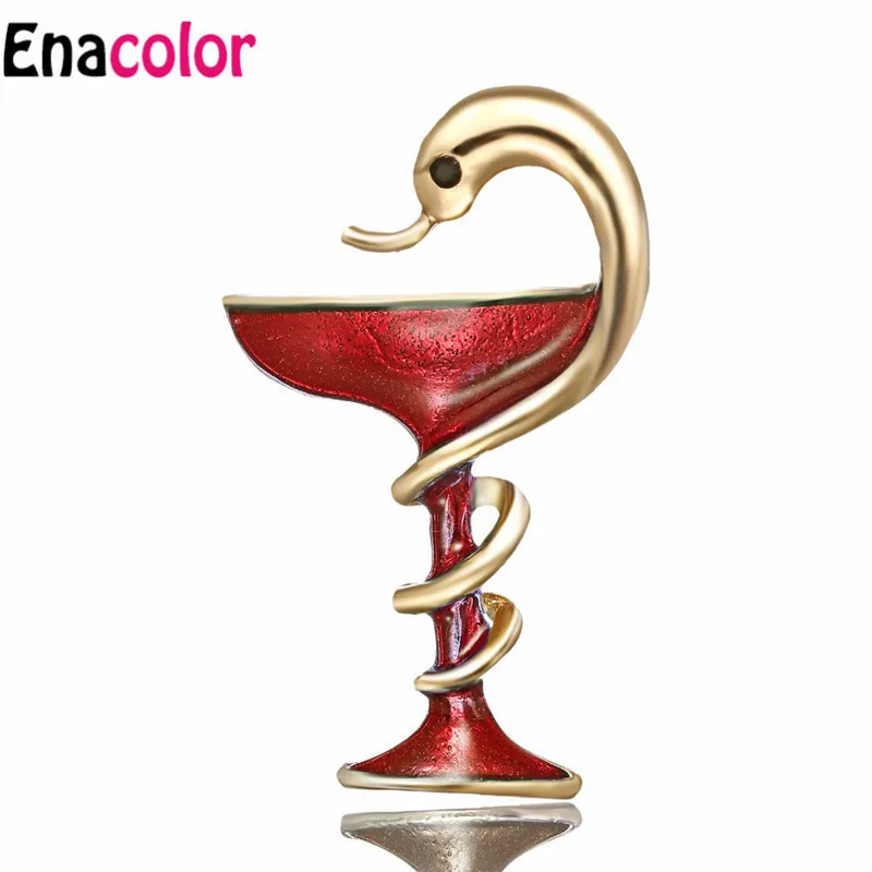 Enaccolor прекрасный красное вино стеклянная чашка с Броши со змеями Эмаль Золотой