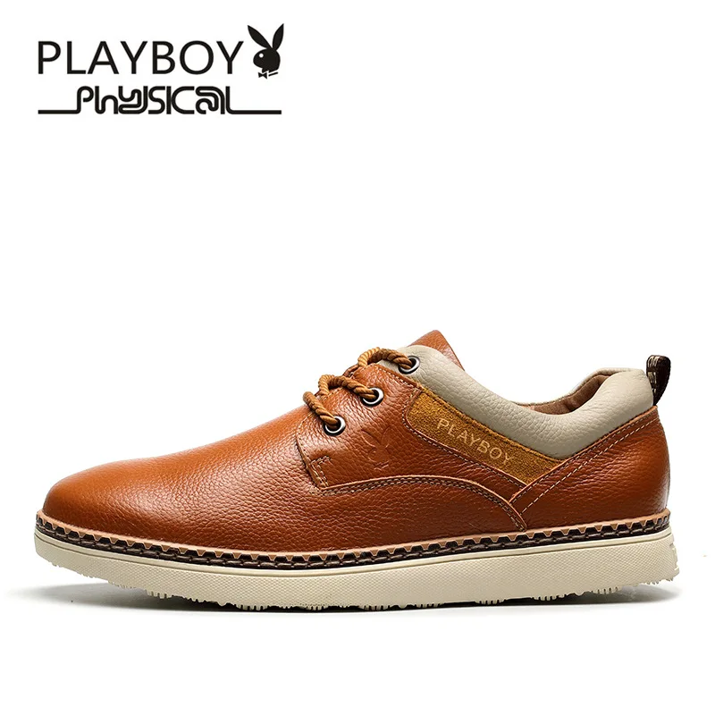 Playboy/мужская повседневная обувь из натуральной кожи; модные мужские оксфорды с круглым носком; дизайн; удобная мужская обувь на плоской подошве; кожаная обувь