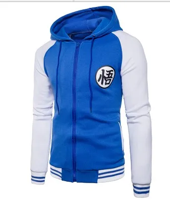 Тренд японского аниме Dragon Ball Гоку Varsity куртка с капюшоном Весна повседневное молния толстовка с капюшоном - Color: Blue