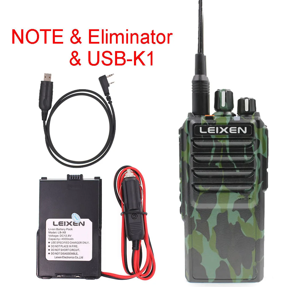 Camo-USB-K1-EL LEIXEN Note Высокая мощность 20 Вт UHF 400-480 МГц FM Ham радио двухстороннее радио дальняя рация черный Transeiver Interphone - Цвет: Camo-USB-K1-EL