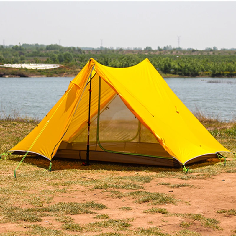 2 People Oudoor Ultralight Camping Tent 3 Season 2 Person Professional 20D Nylon Silicon Coating Rodless Tent Pyramid