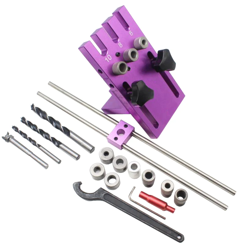 Woodworking tool,DIY Woodworking Joinery High Precision Dowel Jigs Kit,3 in 1 Drilling locator,08450A drilling guide kit