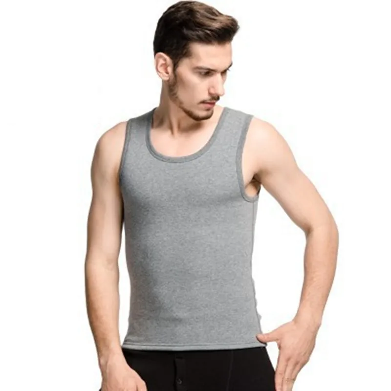 Light gray MRMT брендовый осенний и зимний мужской жилет хлопковый теплый жилет для мужчин плюс бархатный мягкий кашемировый жилет базовое нижнее белье - Цвет: Light gray