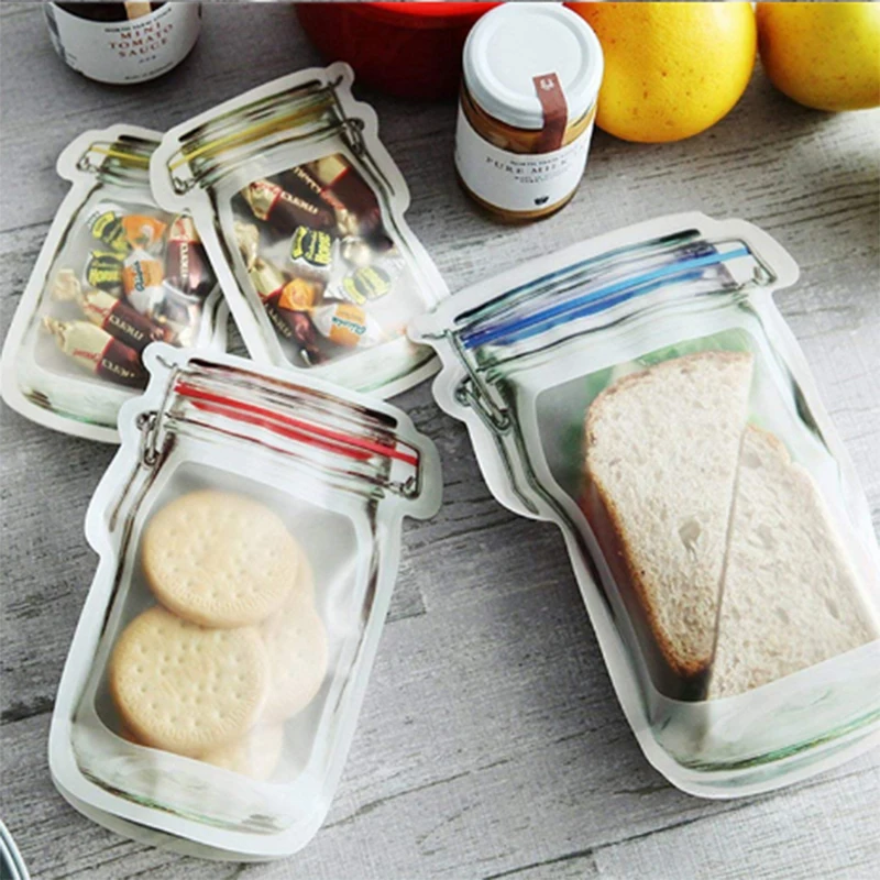 Креативная масонская бутылка Ziplock сумка Портативная герметичная прозрачная сумка для хранения еды закуска влаги сумка для хранения на кухне A10924