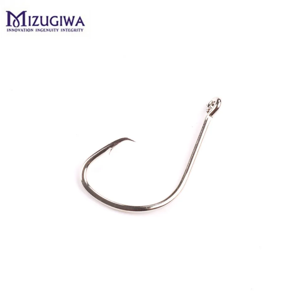 100pcs Mizugiwa Circle Hook Octopus Jig Big Hooks 1/0 2/0 Fishing Silver Color Thorn Tech Bass Carp Pesca Fishhook | Спорт и