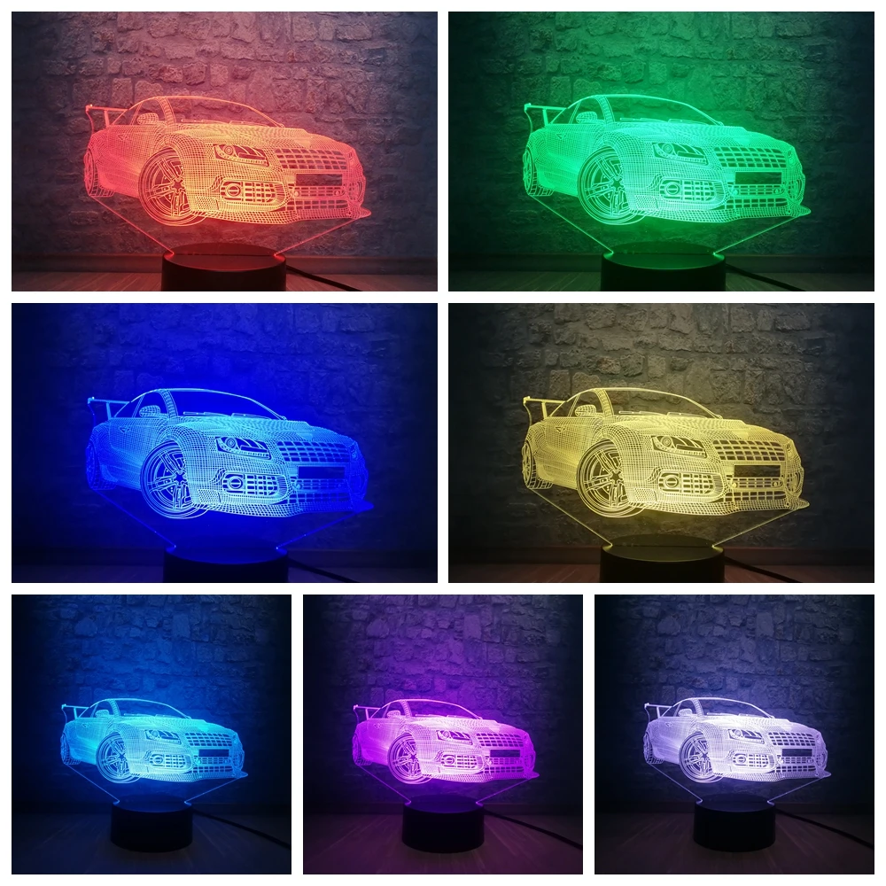 Крутой супер автомобильный ночной Светильник 3D LED USB светильник атмосферная