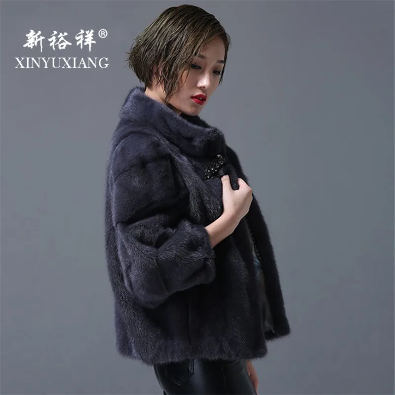 XINYUXIANG Роскошная Шуба из натурального меха норки женская модная Толстая теплая