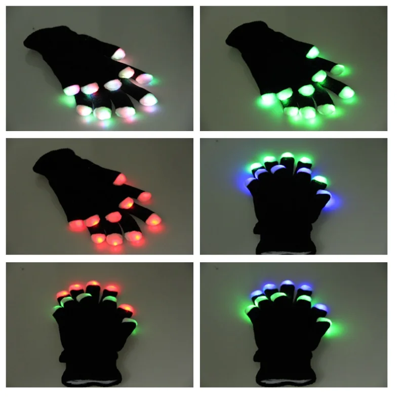 

Magic Flash Fingertip LED Gloves Unisex Light Up Glow Stick Gloves Mittens Fingertip LED Luminous Gloves