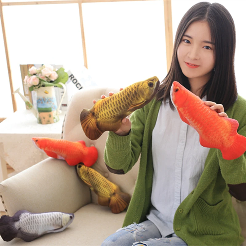 1 шт. Золотая плюшевая рыба Arowana Мультяшные плюшевые игрушки мягкие животные