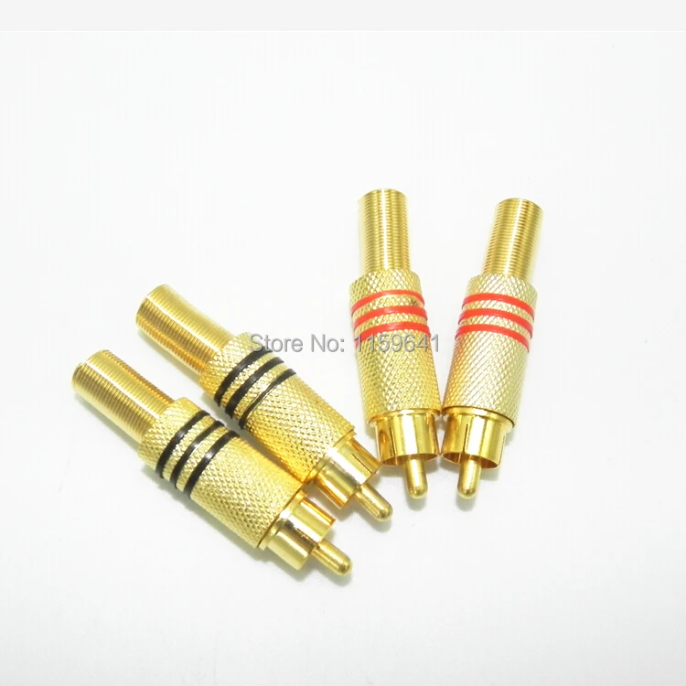 200 шт. аудиоразъем rca с золотым разъемом RCA покрытием 24K металлический пружинный