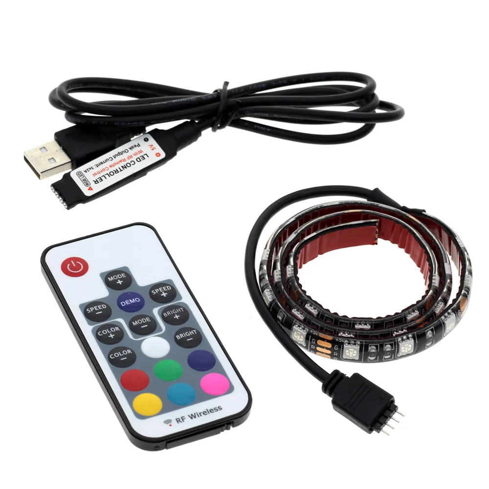 USB Светодиодные ленты 5050 RGB 60leds/M с 17Key rf контроллера 50 см/1 м/2 м комплект