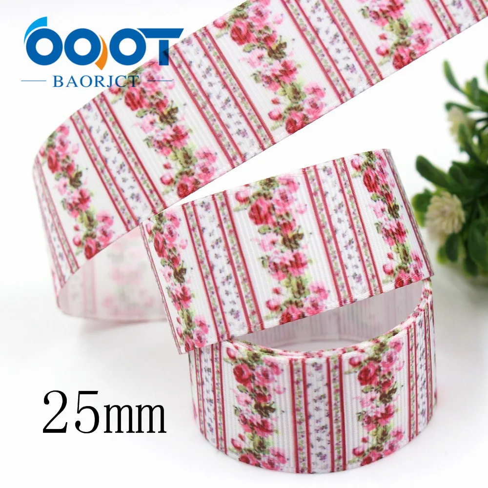 OOOT BAORJCT G-18815-938, 25/38/75 мм, 10 ярдов ленты с цветами Термальность с печатным рисунком grosgrain Свадебные аксессуары DIY материал