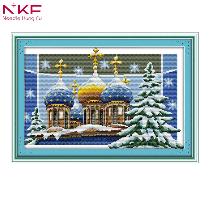 NKF Рождественский подарок для декора замок печать крестиком вышивальные наборы