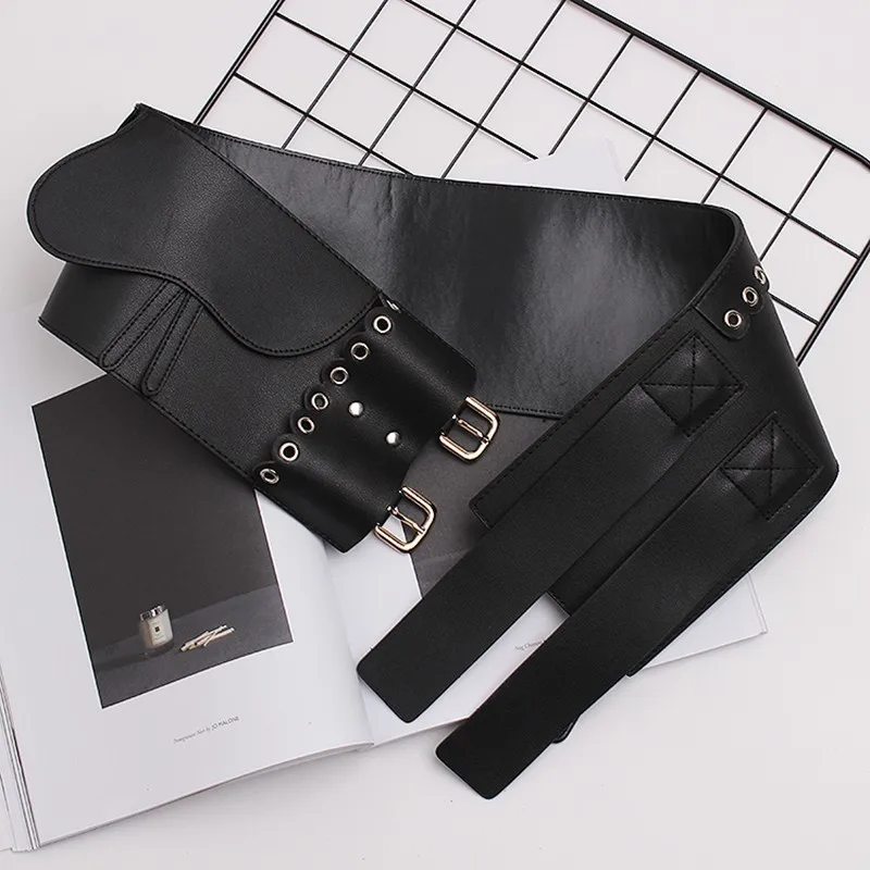 TOYOOSKY женский ремень Регулируемый черный из искусственной кожи широкий пояс для