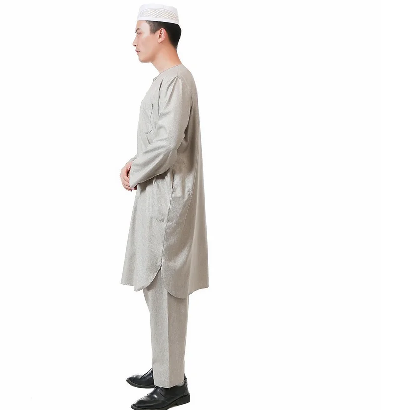 Индийская мужская одежда халат с длинным рукавом и круглым вырезом саудовская