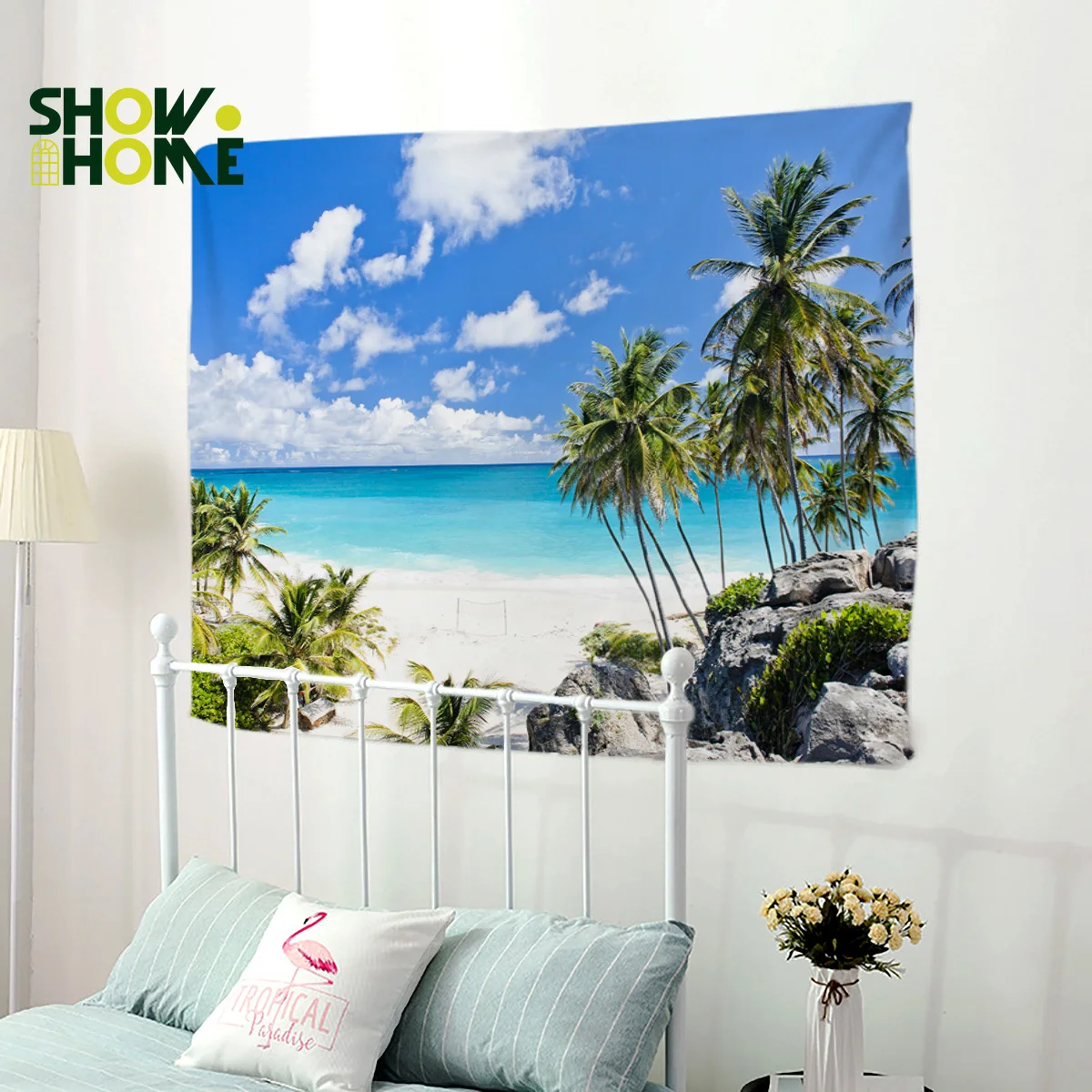 Showhome Beach Forest Pirates Tropical Trees Quiet Summer Sky Bay Wall Hanging Decor Décor Tapestry Bedding Curtain Sc | Дом и сад