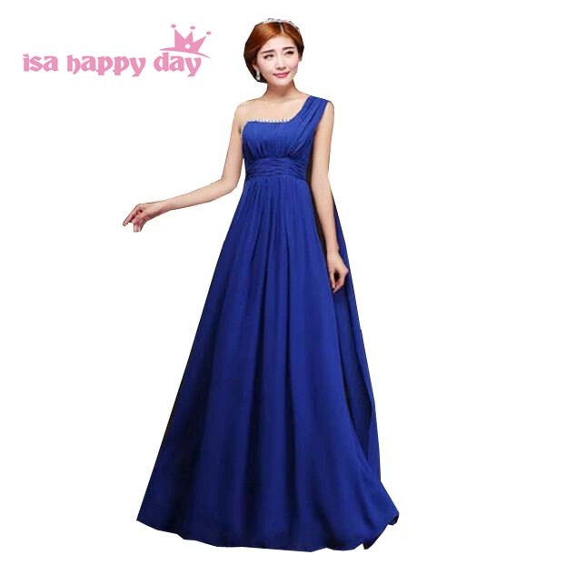 Длинное ярко синее женское платье на одно плечо красное для помолвки вечерние