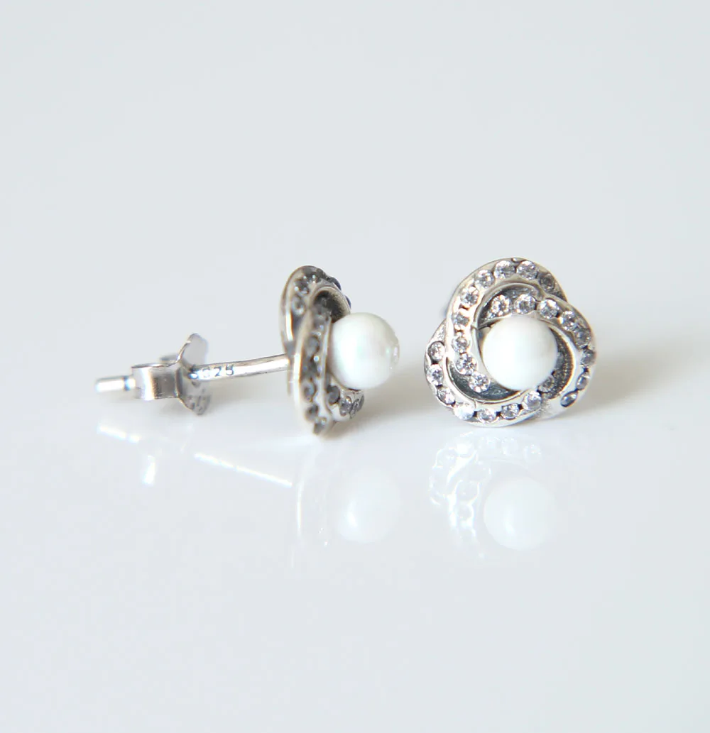 fashion 100% 925 Sterling Silver natural pearl cz studs cute girl jewelry silver earring 2017 new design | Украшения и аксессуары