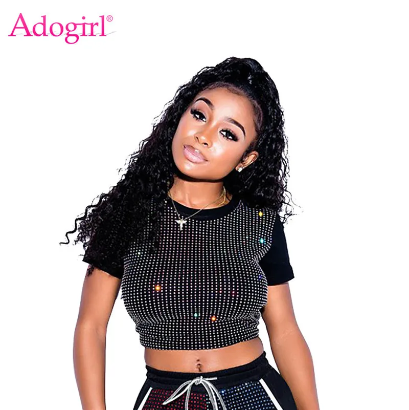 Женская летняя футболка с коротким рукавом и надписью Adogirl со стразами модные