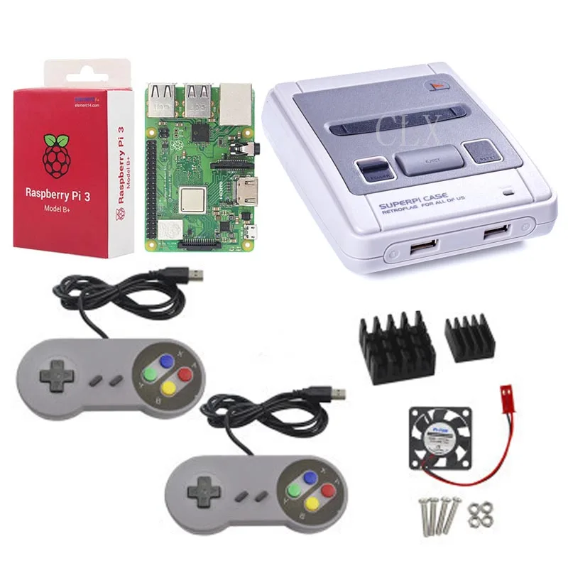 Чехол Retroflag SUPERPi J NESPi чехол + Raspberry Pi 3 Model B (plus) карта 32 ГБ мощность 5 В А теплоотвод