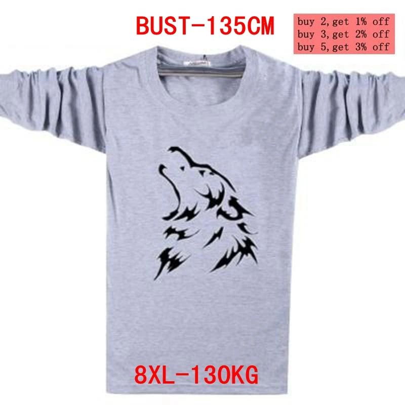 Футболка мужская с длинным рукавом большие размеры 5XL 6XL 7XL 8XL круглым вырезом и