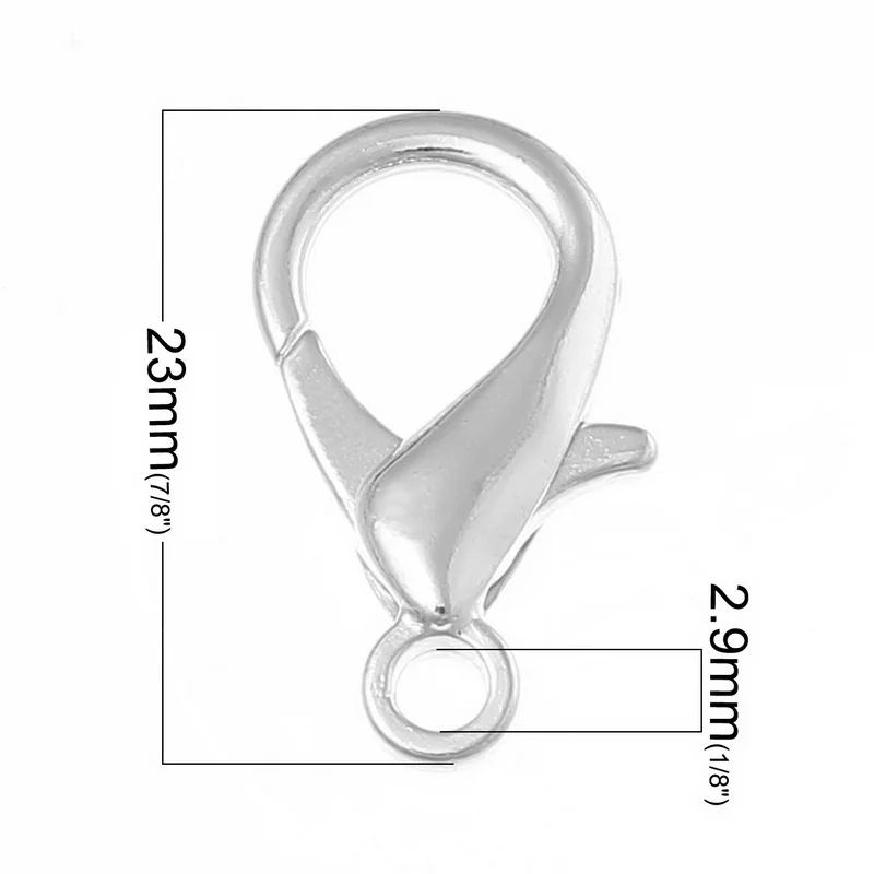 Серебристые застежки Лобстер 8 сезонов 23 мм x 12 50 шт. (B33893) | Украшения и аксессуары