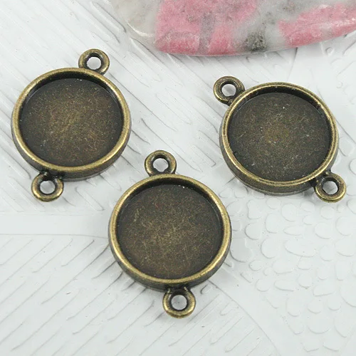 

16pcs antiqued bronze 2sided round shaped cabochon settings connector EF0708