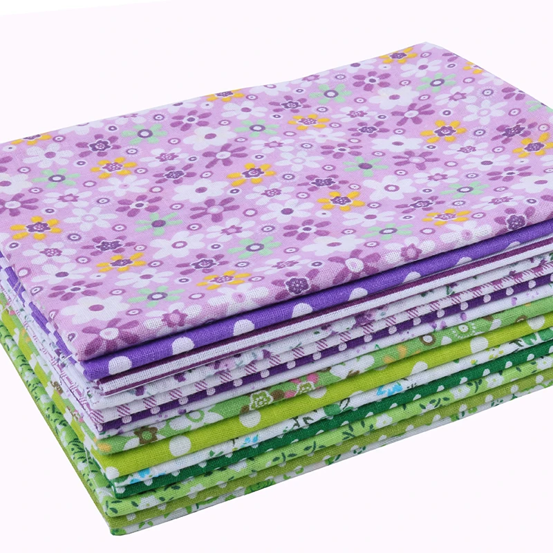 

Nanchuang фиолетовая и зеленая тонкая хлопковая ткань в стиле пэчворк для шитья скрапбукинга тканевое одеяло с рисунком для Рукоделия 25x25 м 14 шт./партия