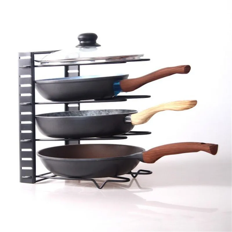

5-Layer Kitchen Organizer Rack Adjustable Metal Cabinet Pantry Pan and Pot Lid Organizer Rack Holder Bakeware Plate Holder Stand