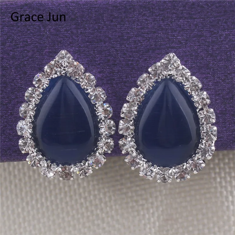 Бренд Grace Jun(TM) стbridal разы Кристалл Опал Капля воды клипсы на серьги не пирсинг для