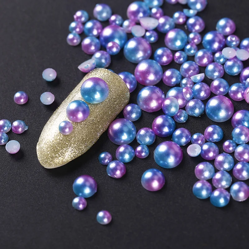 Blueness 1Box Half Round Pearl 10ml 2 Colors Mixed 4 Sizes Colorful Rhinestones For Nail Art Decorations UV Gel Accessories | Красота и