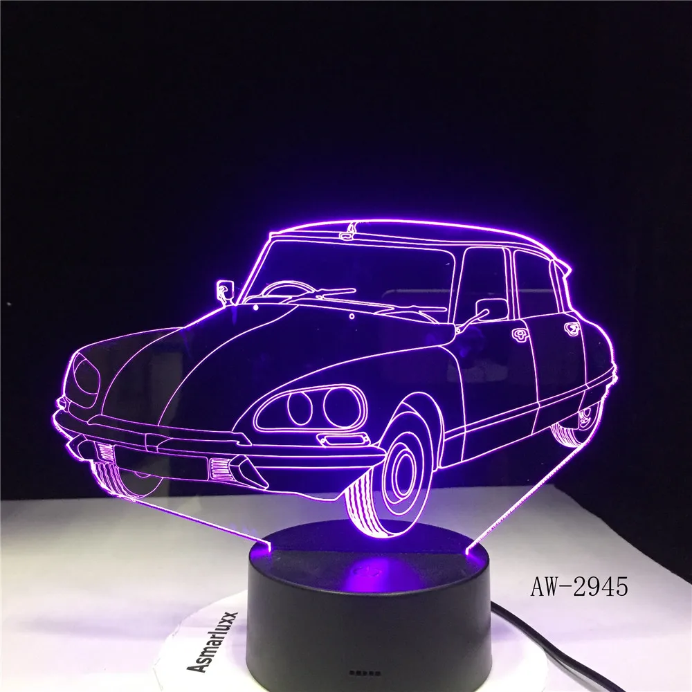 Акриловый спортивный автомобиль дизайн 3d подарок лампа Led красочный сенсорный пульт дистанционного управления Usb 3d ночник 7 цветов Изменение детская лампа AW-2945