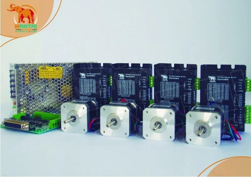 Отличный комплект! Wantai 4 оси Nema17 шаговый двигатель 42BYGHW609 56oz in + Драйвер DQ420MA 1.7A 36В 128