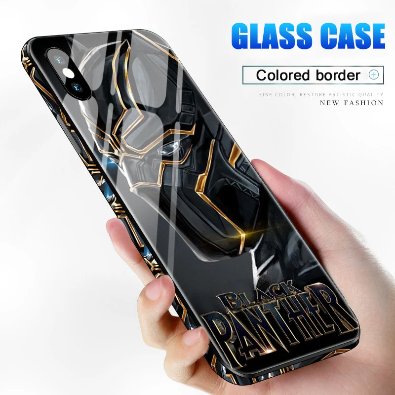 Роскошные стеклянные чехлы для телефонов с супергероями для iPhone 8, 7, 6s Plus, XS Max, XR, 10, 8 Plus, 7 Plus, чехол с логотипом Marvel, Мстители, Человек-паук, Супермен