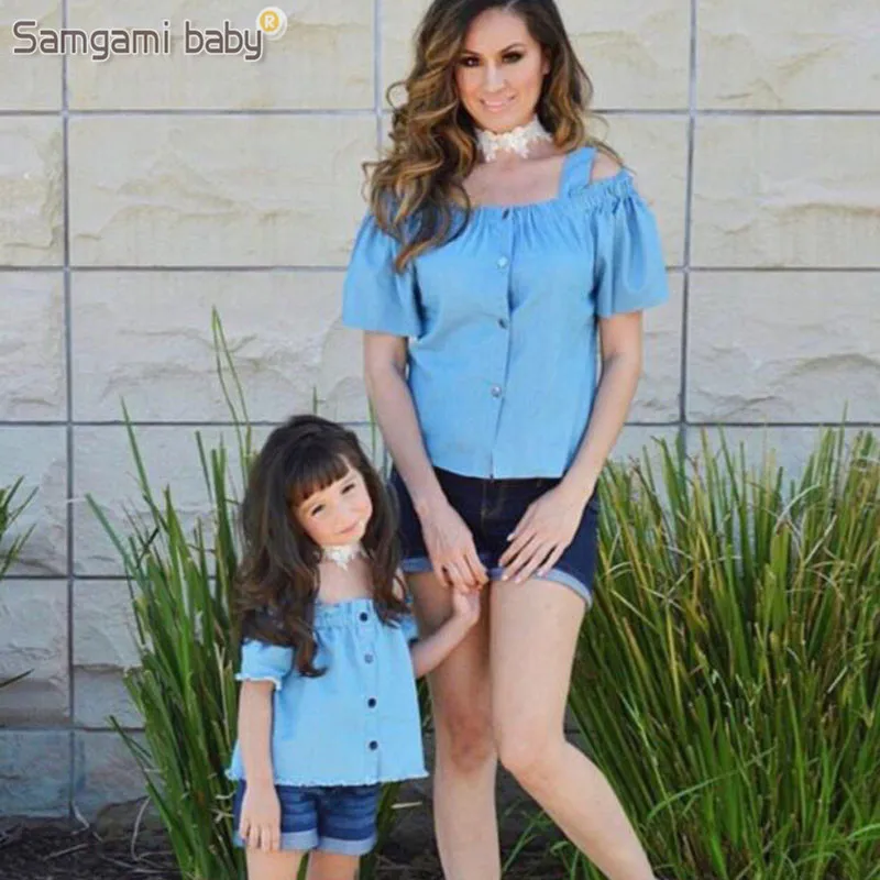 SAMGAMI летние топы с коротким рукавом и шорты для родителей детей девочек мамы