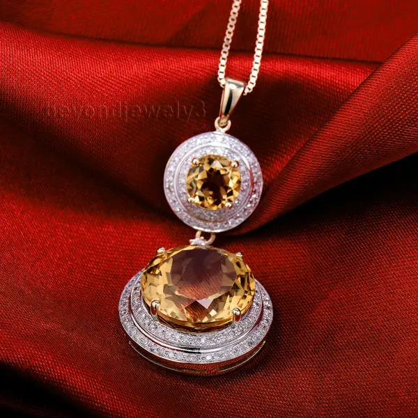 Новинка! 14Kt желтое золото 10.38ct натуральный цитрин Фантастический свадебный кулон