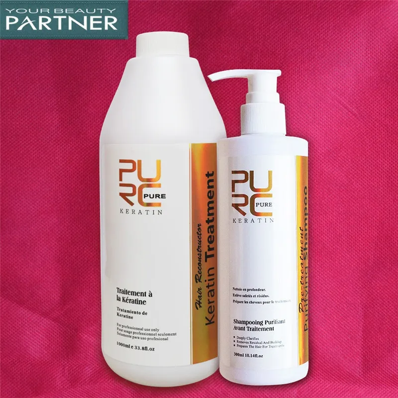 

PURC Formaldehyde Free Brazilian Keratin Straightening Hair Treatment 1000ml And Purifying Shampoo 300ml Hair Care Set
