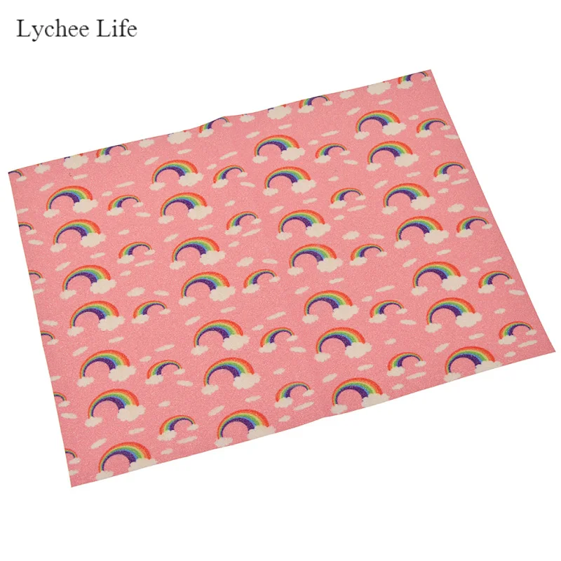 Lychee Life A4 Радужная печать облаков искусственная синтетическая кожа блестящая