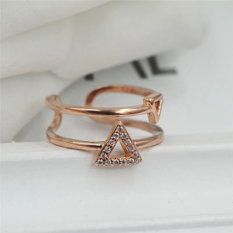 Женское Обручальное кольцо с австрийским кристаллом, розовое золото 5 карат/3 карата, C034 Женское Обручальное кольцо с австрийским кристаллом, розовое золото 5 карат/3 карата, C034