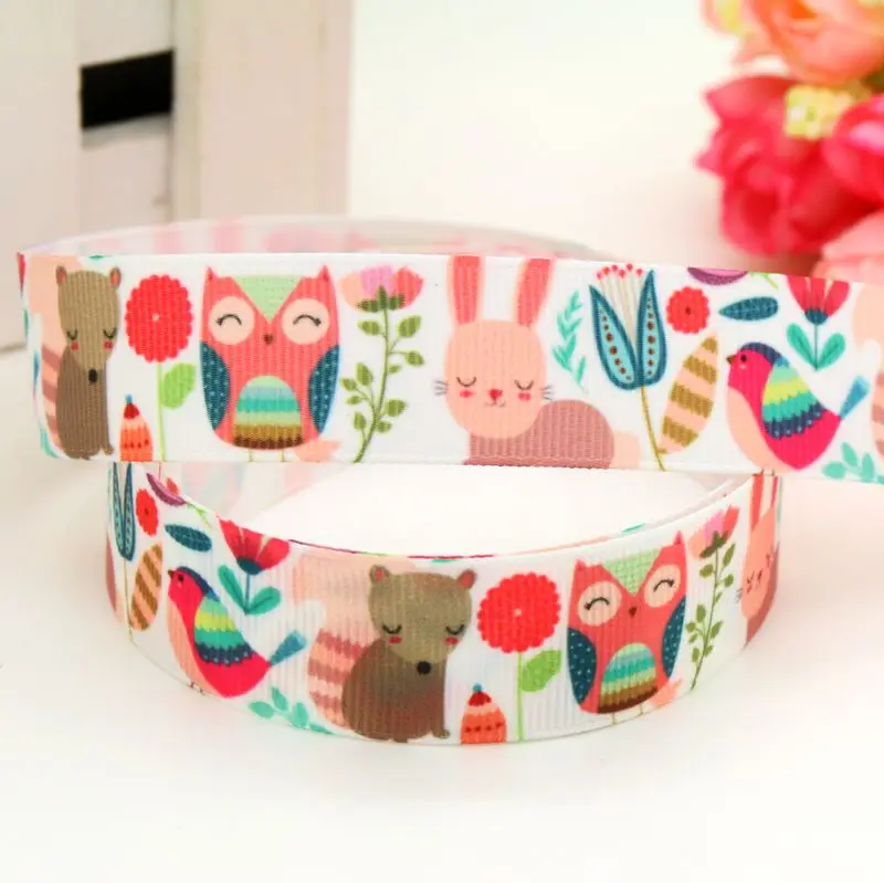 7/8 ''Бесплатная доставка Животные зуб ручная работа Печать grosgrain лента бант для