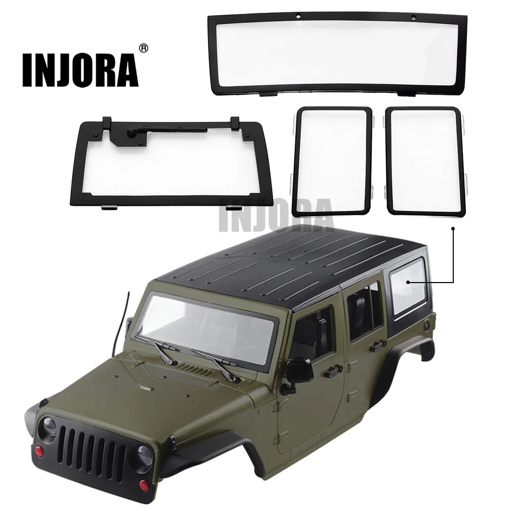 INJORA 4 шт. RC окна автомобиля для 1/10 RC Гусеничный 313 мм Колесная база Jeep Wrangler корпус осевой SCX10 и SCX10 II 90046 90047
