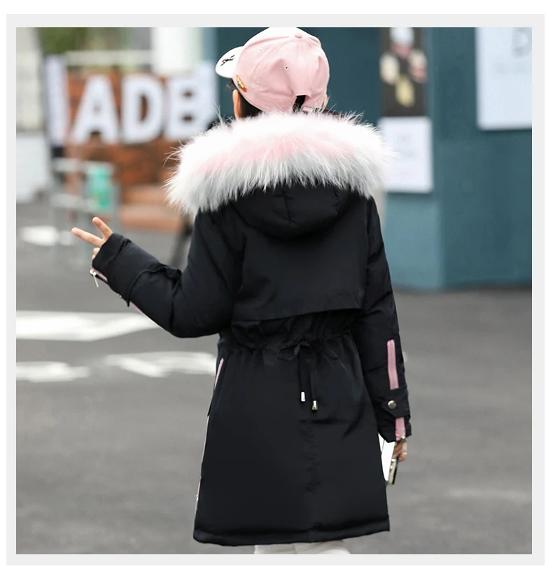 30 degrees Russia Girls down Jacket Winter Children Clothing Fashion multicolour Fur Collar Warm Outerwear& Coats 4-12 Y