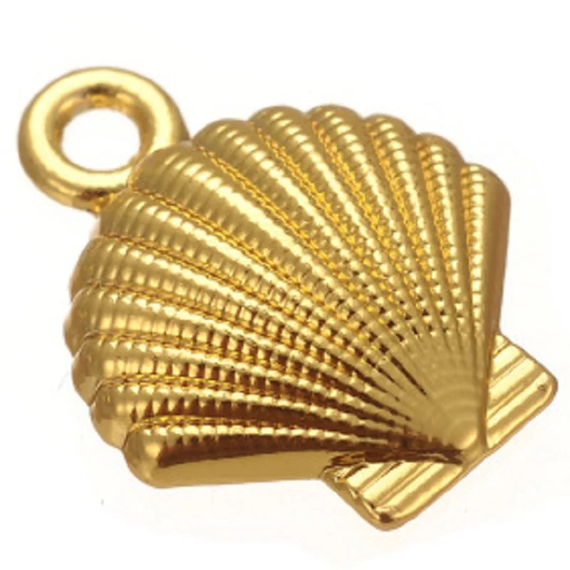 TJP 10 шт. старинный золотистый Seashell оболочки гребешок Подвески Подвеска для