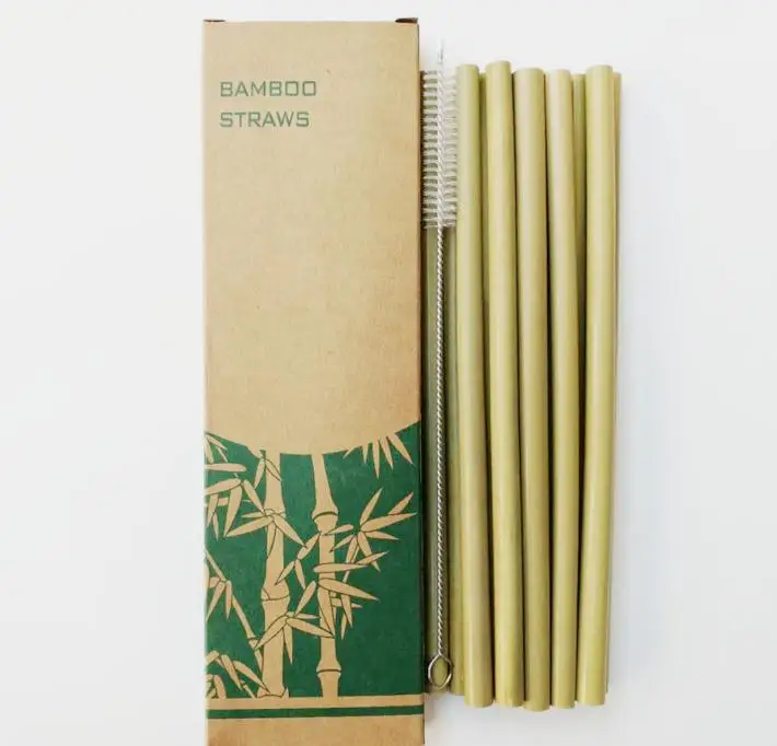 

30set Bamboo Straws Sets Reusable Eco Friendly Handcrafted Natural Bamboo Drinking Straws and Cleaning Brush Free Shipping