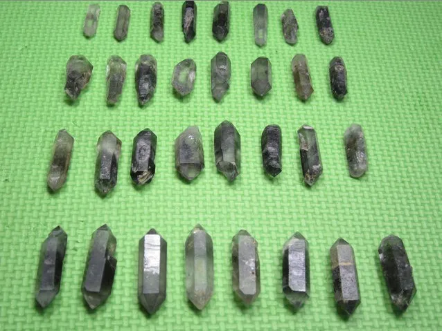 32 натуральный черный призрак кристалл кости двойной конец образцов|crystal angle|crystal