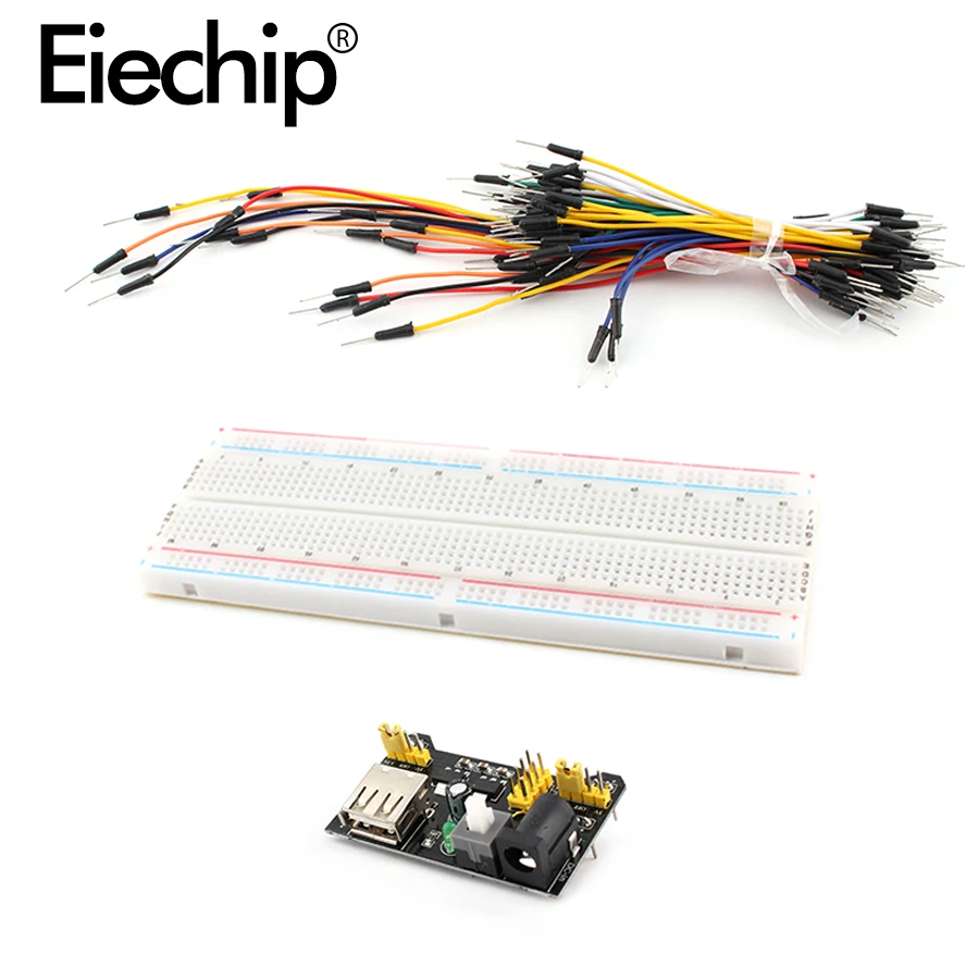 

MB102 Breadboard power module+MB102 830 Points Solderless Prototype Bread Board+65 Breadboard jumper wires for arduino kit